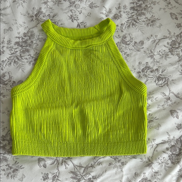 aerie Tops - Aerie Vibrant Lime Ribbed Tank Top